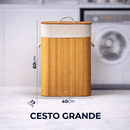 Cesto de Roupa em Bambu com Tampa e Forro Interno