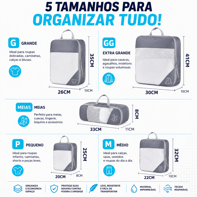 TravelPack tamanhos diferentes encaixe perfeito mala