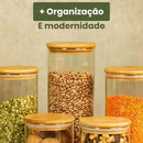BambooStore™ – Kit 11 Potes Herméticos de Vidro com Tampa de Bambu | Menos de R$ 28 Cada