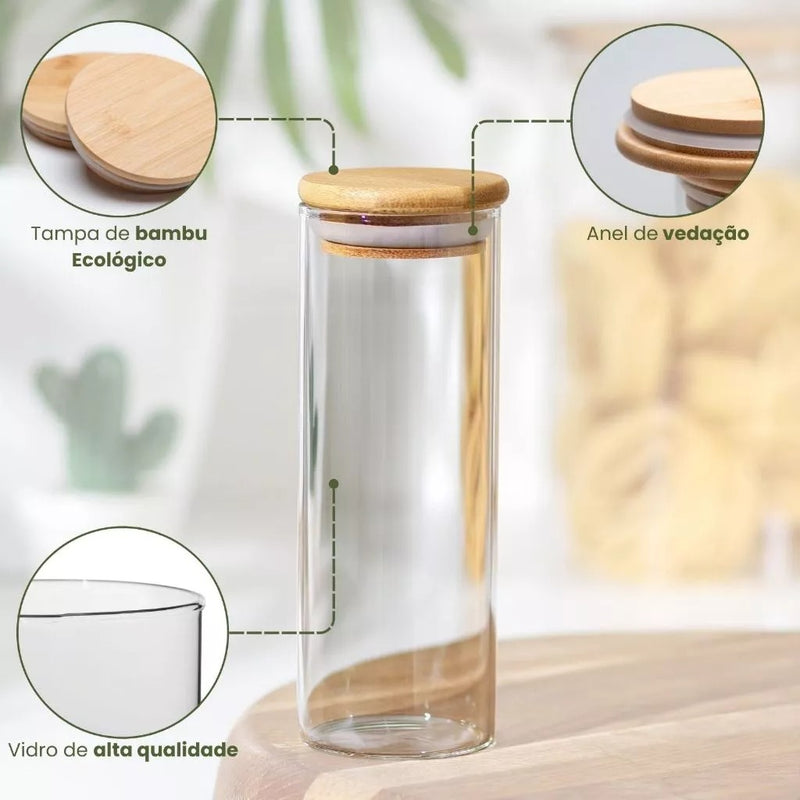 BambooStore vidro transparente ver conteúdo cozinha