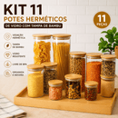 BambooStore™ – Kit 11 Potes Herméticos de Vidro com Tampa de Bambu | Menos de R$ 28 Cada